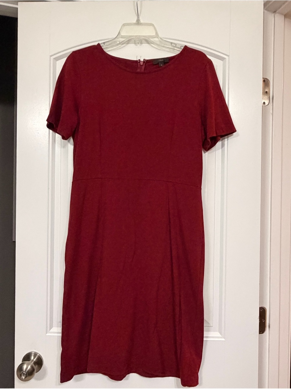Jcrew Women's Short-Sleeve Shift Dress in Deep Red